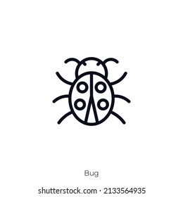 Bug icon. Outline style icon design isolated on white background
