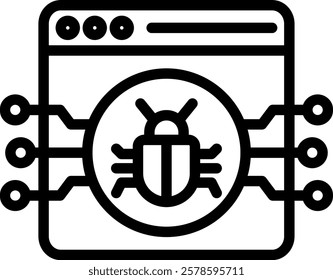 Bug Icon Outline Vector Illustration