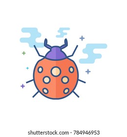 Bug icon in outlined flat color style. Vector illustration.