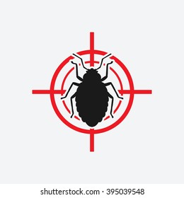 bug icon red target - vector illustration. eps 8