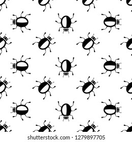 Bug Icon Seamless Pattern, Insect, Virus Vector Art Illustration