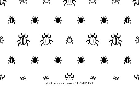 Bug Icon Seamless Pattern, Insect, Virus Vector Art Illustration