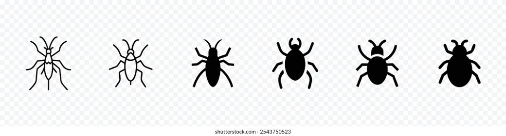 bug icon set, bug animal vector line icon, Beetle bug vector icon on white background