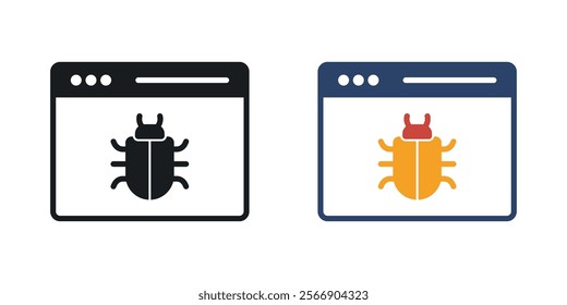 Bug icon set in black and colored
