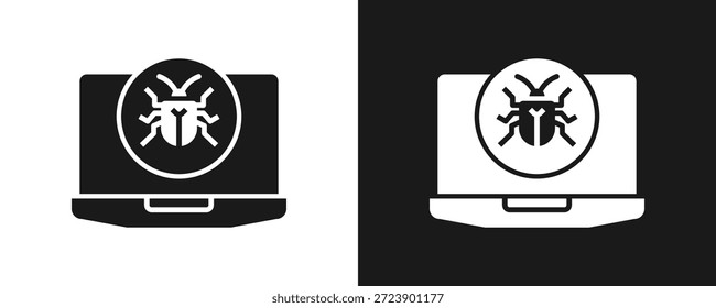 Bug Icon Set Glyph In White And Black Background