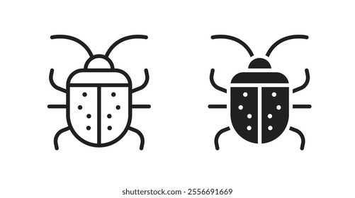 Bug icon set in Thin line black color.
