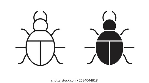 Bug icon set in thin line. vector illustrations for web
