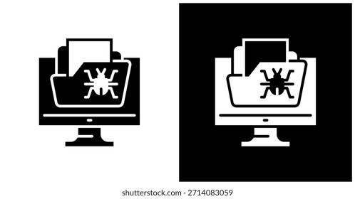 Bug Icon Set In White And Black Background