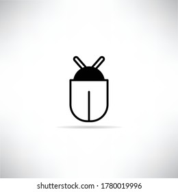 bug icon with shadow on gray background vector