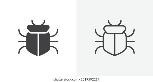 Bug icon. solid filled and stroke thin line style eps 10