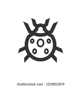 Bug icon in thick outline style. Black and white monochrome vector illustration.