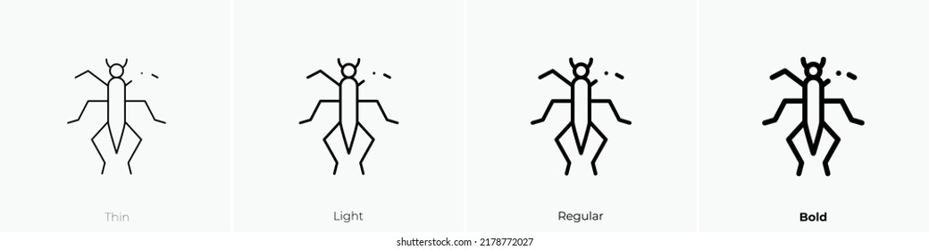 bug icon. Thin, Light Regular And Bold style design isolated on white background