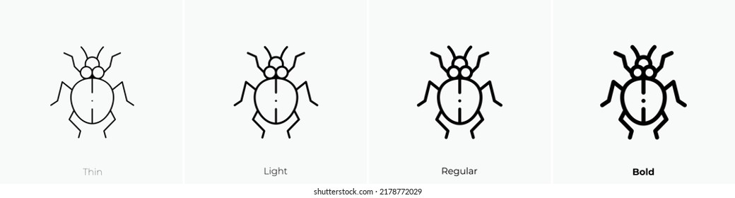 bug icon. Thin, Light Regular And Bold style design isolated on white background