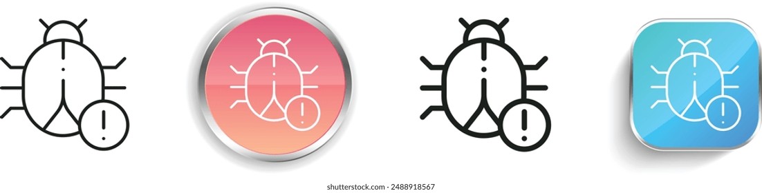 bug icon. Thin Linear, Regular and Button Style Design Isolated On White Background