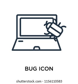 Bug icon vector isolated on white background, Bug transparent sign , thin symbol or stroke element design in outline style