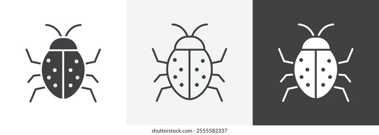 Bug icon vector set for ui designs