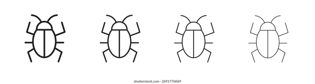 Bug icons illustrations collection on white background. Pixel perfect vector graphics
