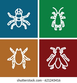 Bug icons set. set of 4 bug outline icons such as beetle