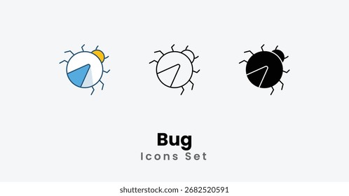 Conjunto de iconos de error Contornos, color y estilos negros