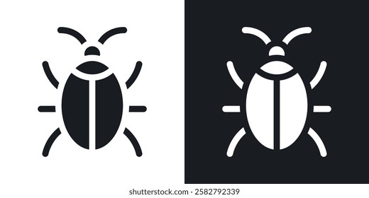 Bug icons set vectors black and colored style