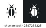 Bug icons in solid black and white colors