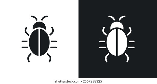 Bug icons in solid black and white colors