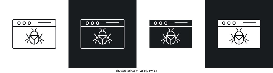 Bug icons in Thin line black color. flat simple vector symbols illustration.