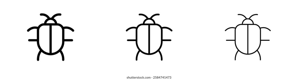 Bug icons in three different stroke lines