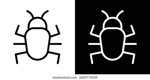 Bug icons vector set in stroke line style