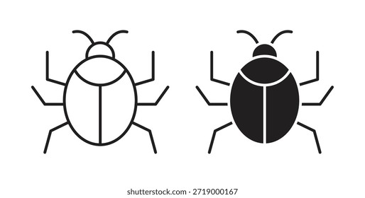 Bug icons, vector symbols. filled flat sign