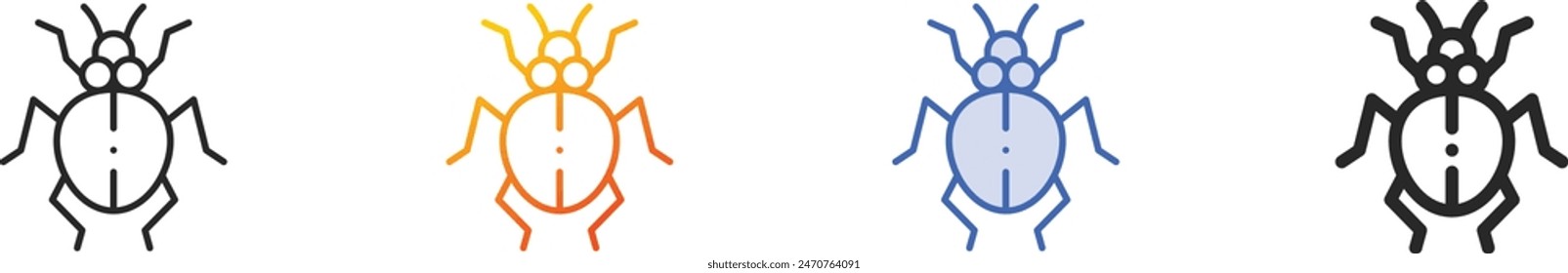bug icon.Thin Linear, Gradient, Blue Stroke and bold Style Design Isolated On White Background
