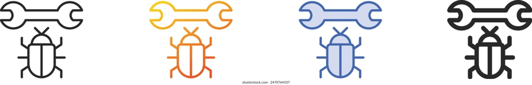 bug icon.Thin Linear, Gradient, Blue Stroke and bold Style Design Isolated On White Background