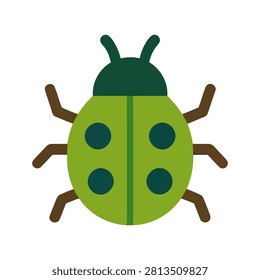 Bug illustration features bold lines and vivid green for nature learning or fun design use
