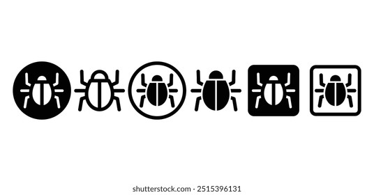 bug insect animal icon vector design simple flat black white color illustration collection set isolated