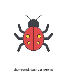 Bug, insect, computer virus icon in color icon, isolated on white background 