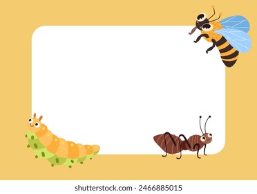 Bug insect cute characters banner isolated concept. Vector flat graphic design illustration
