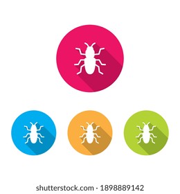 Bug or Insect Icons With Long Shadow