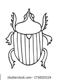 Bug, insect outline vector, icon. Coloring page for kids. Exotic bug collection.hand drawn doodle style