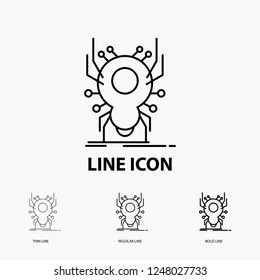 Bug, insect, spider, virus, App Icon in Thin, Regular and Bold Line Style. Vector illustration