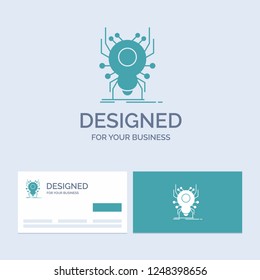 Bug, insect, spider, virus, App Business Logo Glyph Icon Symbol for your business. Turquoise Business Cards with Brand logo template.