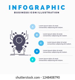 Bug, insect, spider, virus, App Infographics Template for Website and Presentation. GLyph Gray icon with Blue infographic style vector illustration.