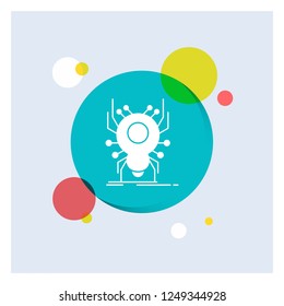 Bug, insect, spider, virus, App White Glyph Icon colorful Circle Background