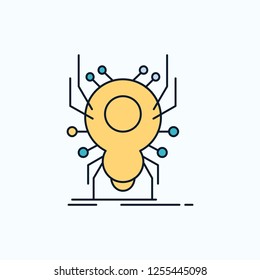 Bug, insect, spider, virus, App Flat Icon. green and Yellow sign and symbols for website and Mobile appliation. vector illustration