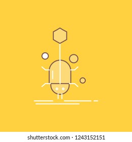 Bug, insect, spider, virus, web Flat Line Filled Icon. Beautiful Logo button over yellow background for UI and UX, website or mobile application