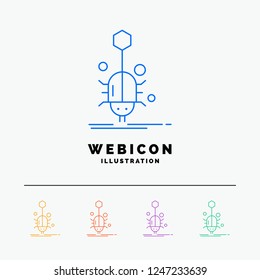 Bug, insect, spider, virus, web 5 Color Line Web Icon Template isolated on white. Vector illustration