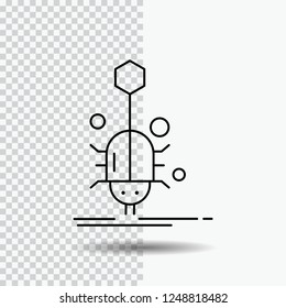 Bug, insect, spider, virus, web Line Icon on Transparent Background. Black Icon Vector Illustration