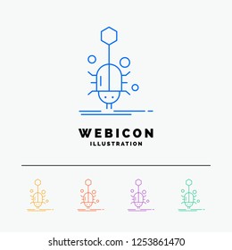 Bug, insect, spider, virus, web 5 Color Line Web Icon Template isolated on white. Vector illustration