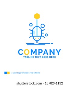 Bug, insect, spider, virus, web Blue Yellow Business Logo template. Creative Design Template Place for Tagline.