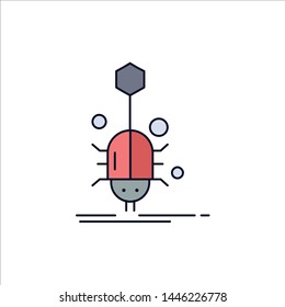 Bug, insect, spider, virus, web Flat Color Icon Vector