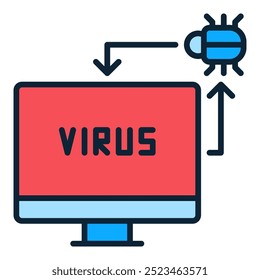 Bug inside Computer vector PC Viruses concept colored icon or sign